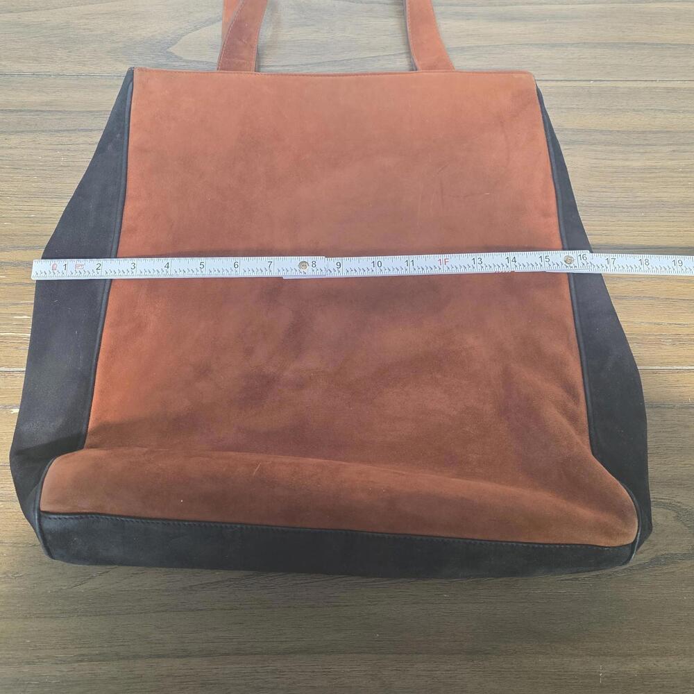 Escada Made In Italy Suede Tote Vintage Brown/Black/Red - Picture 4 of 8